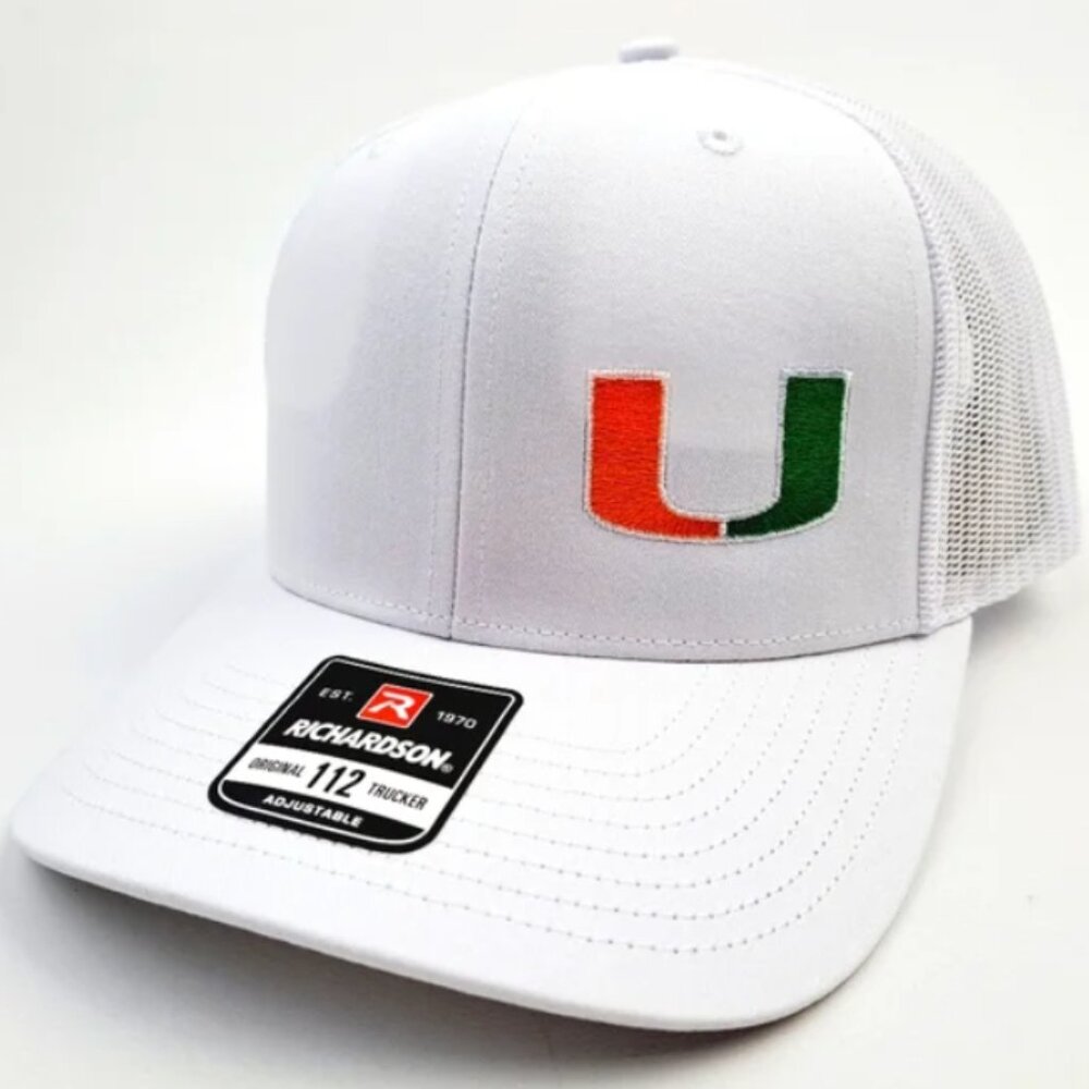 Miami Hurricanes White Richardson 112 Mesh Snap Back Hat Cap